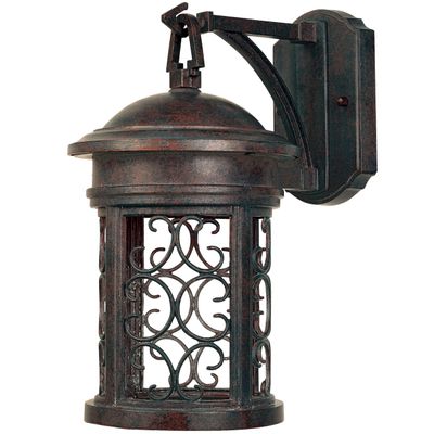 DESIGNERS FOUNTAIN Ellington Outdoor Light Fixture, 13 Inch Exterior Wall Lantern Sconce for Front Door, Patio and Porch, Mediterranean Patina, 31111-MP