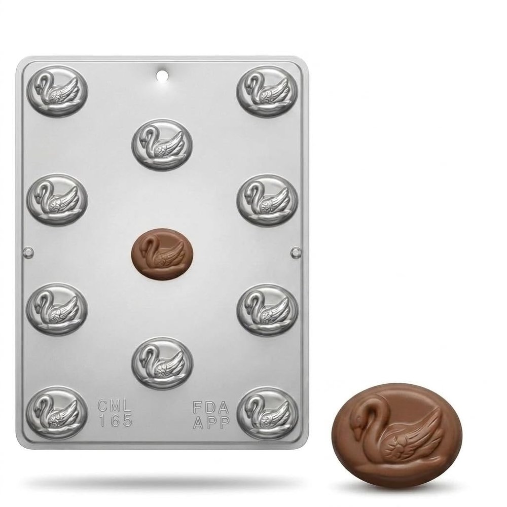 Oval Piece with Swan Chocolate Candy Mold Candy Making 165