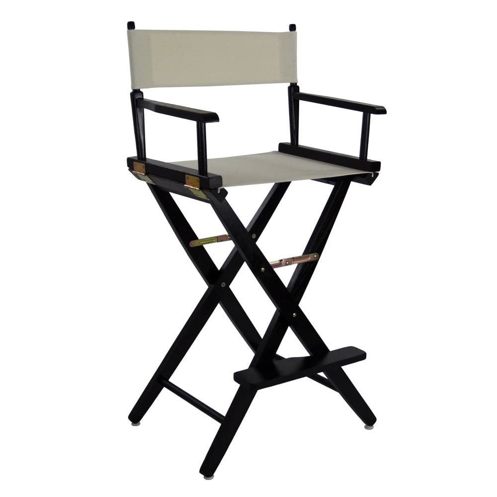 American Trails Extra-Wide Premium 30" Director's Chair Black Frame with Natural Canvas, Bar Height