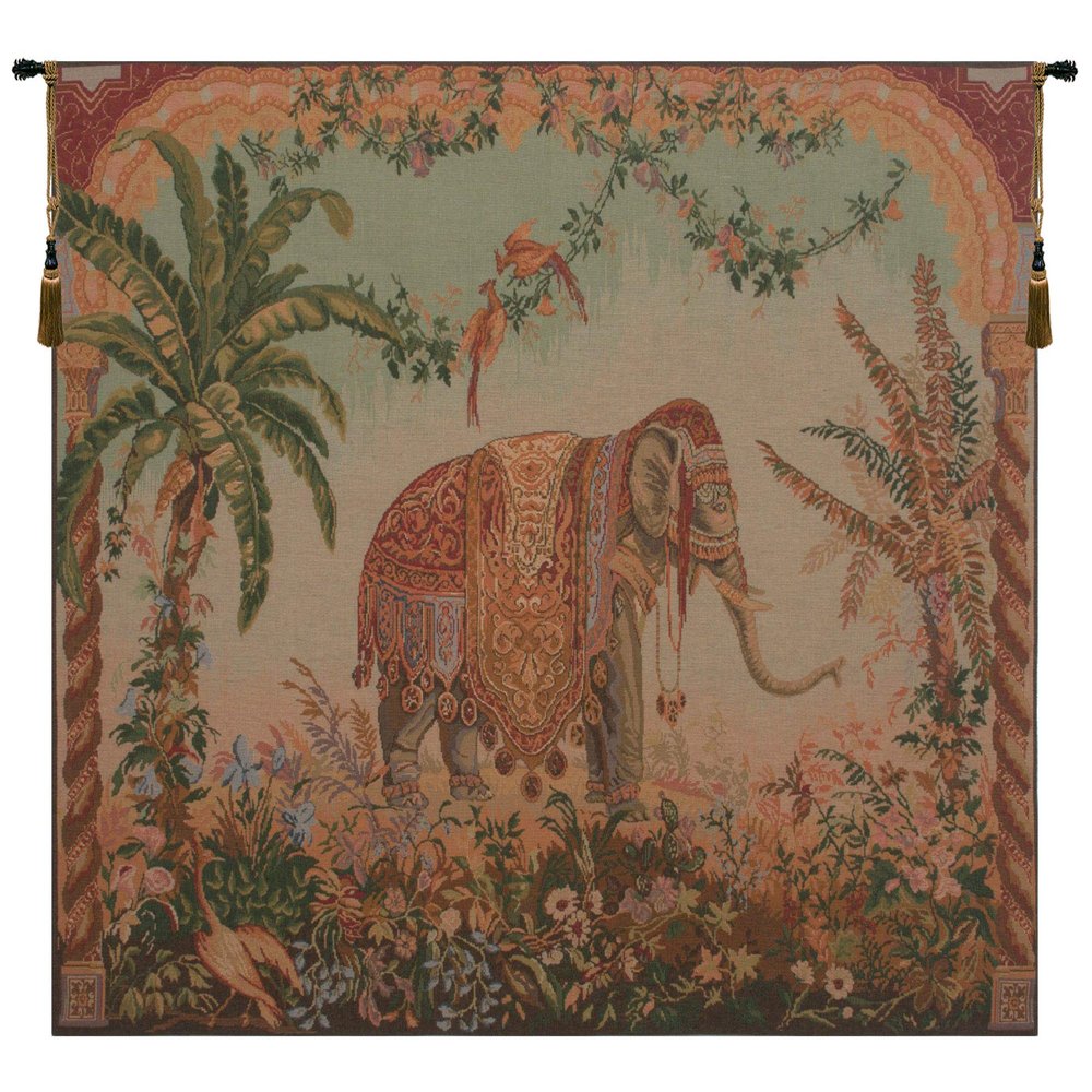 Charlotte Home Furnishings Inc. Royal Elephant Large French Tapestry Wall Hanging 44 X 58 Inch Viscose Cotton And Polyester Blend Wall Art Perfect For Home Decor Wall Decor By Jean Baptiste Huet