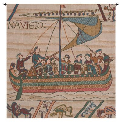 Charlotte Home Furnishings Inc. Duke Williams Ship No Border French Tapestry Wall Hanging, 28 X 29 Inch, Viscose Cotton And Polyester Blend Wall Art, Perfect For Home Decor And Wall Decor