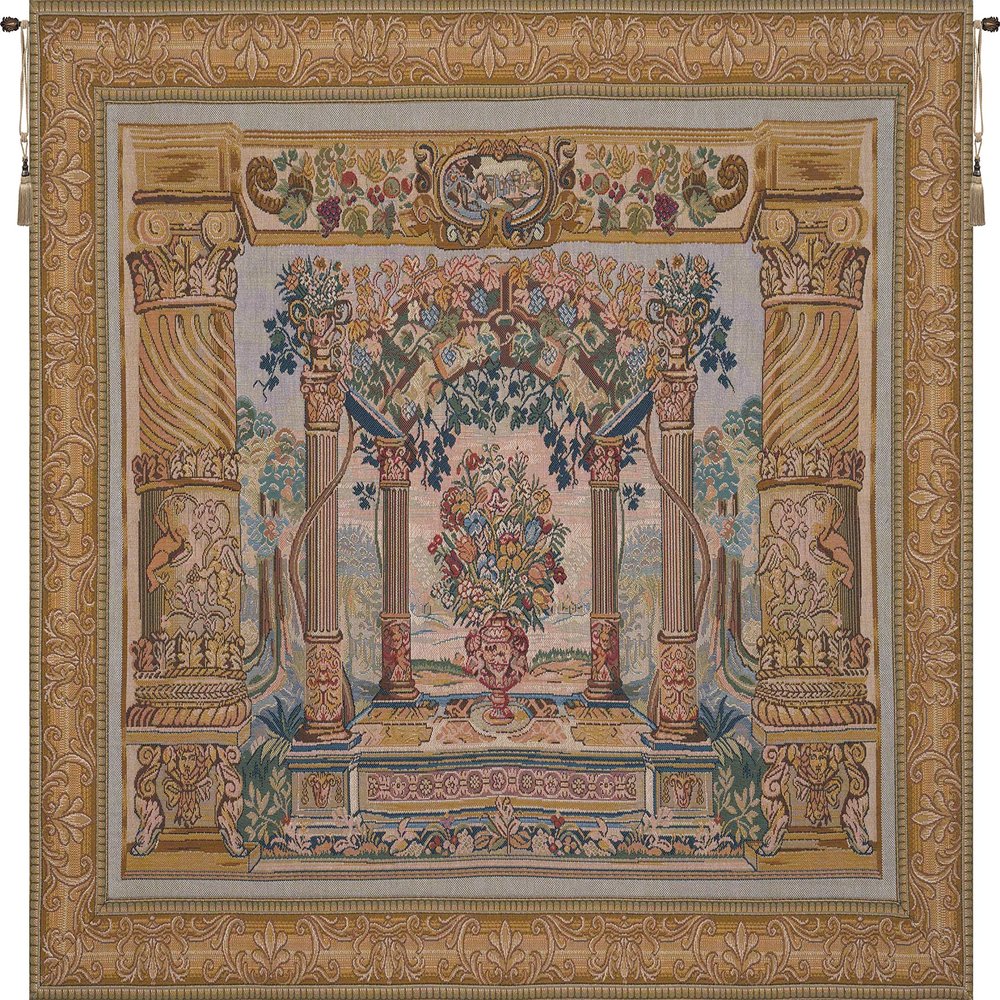 C Charlotte Home Furnishings Inc. Terrasse with Border I French Tapestry Wall Hanging | Viscose Cotton and Polyester Blend Wall Art | 25 in. x 32 in | Home Decor Accents