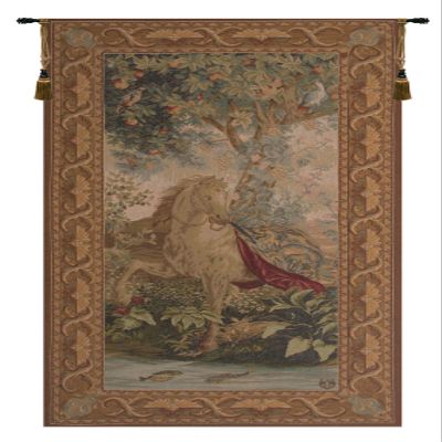 Charlotte Home Furnishings Inc. Le Point Deau Cheval French Tapestry Wall Hanging 60 x 30 Inch Viscose Cotton and Polyester Blend Wall Art Perfect For Home Decor Wall Decor by Albert Eckhout