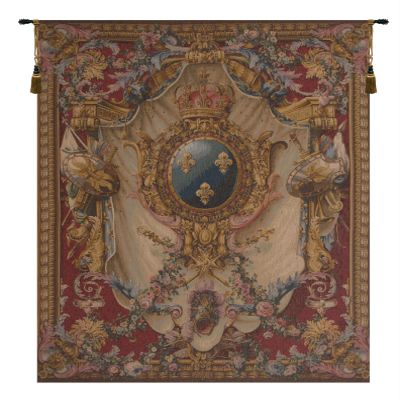 Charlotte Home Furnishings Inc. Grandes Armoiries Red French Tapestry Wall Hanging, 78 X 58 Inch, Viscose Cotton And Polyester Blend Wall Art, Perfect For Wall Decor By Pierre Josse Perrot