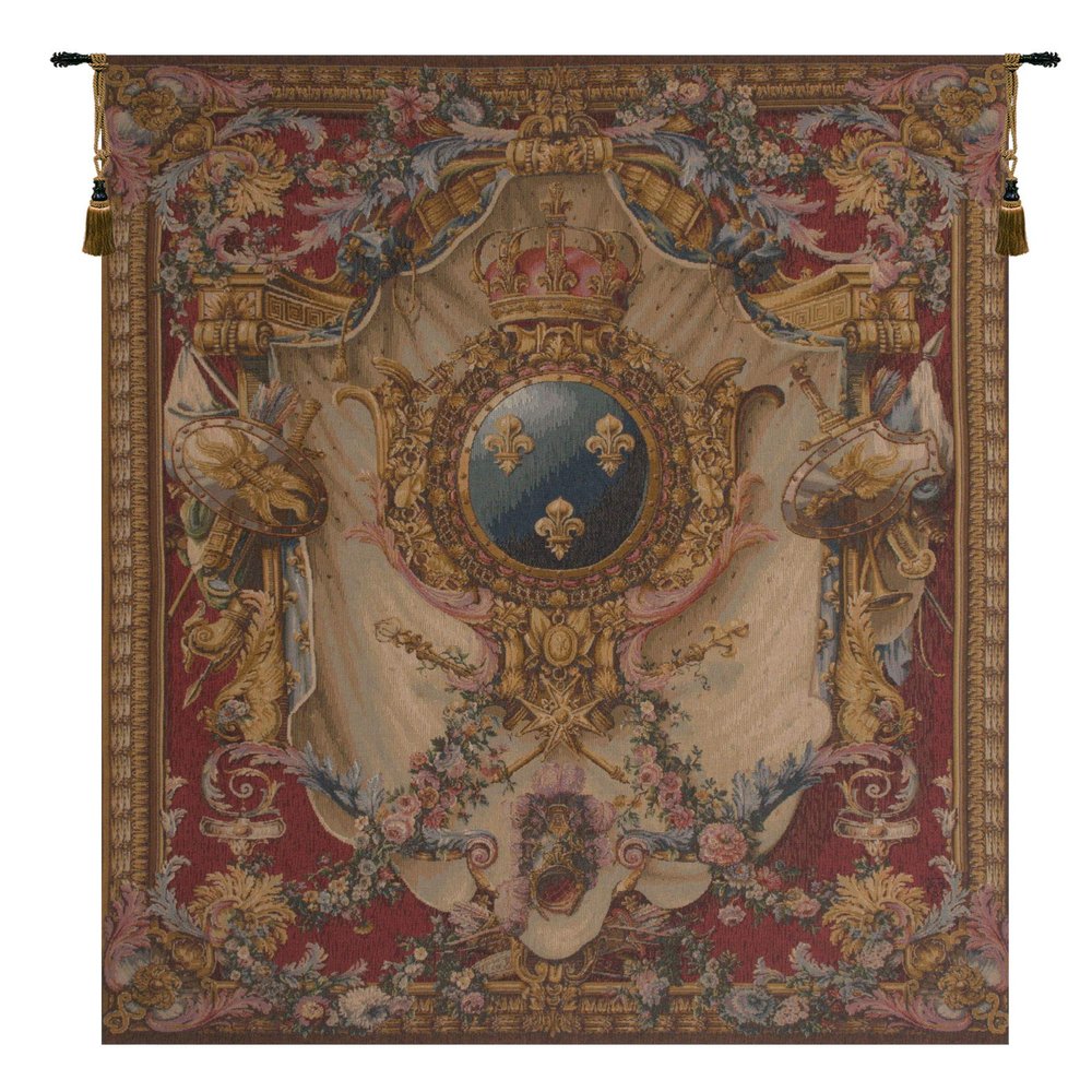 Charlotte Home Furnishings Inc. Grandes Armoiries Red French Tapestry Wall Hanging, 78 X 58 Inch, Viscose Cotton And Polyester Blend Wall Art, Perfect For Wall Decor By Pierre Josse Perrot