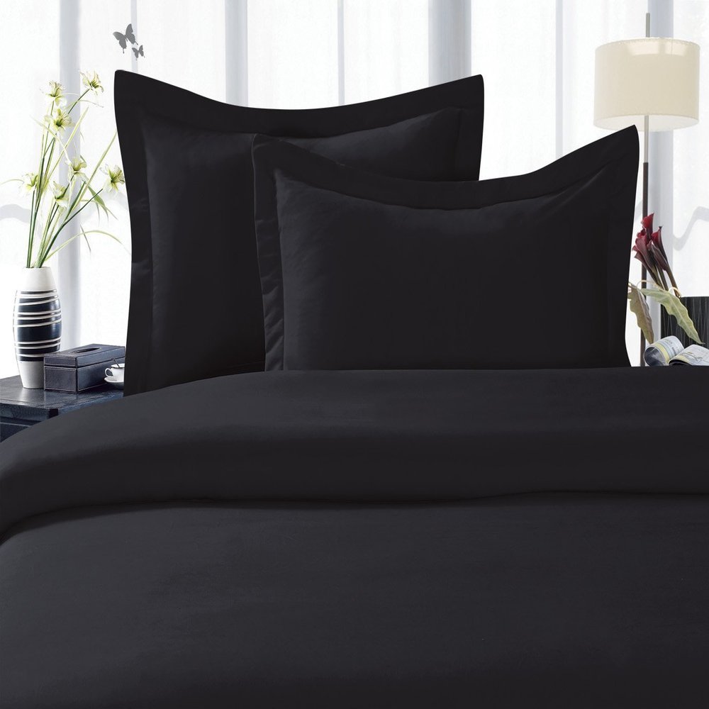 Elegant Comfort 1500 Premier Hotel Quality Super Soft Wrinkle Free 3-Piece Duvet Cover Set, King/California King - Black
