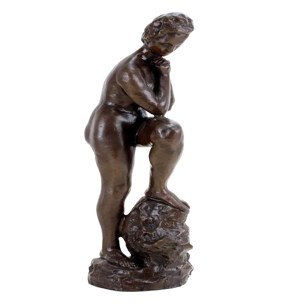 Kunst & Ambiente - Modern Art Bronze by Wilhelm Lehmbruck - Girl with Leaning Leg - Sculptures for Sale - Decorative Figurine - Statue - Figure