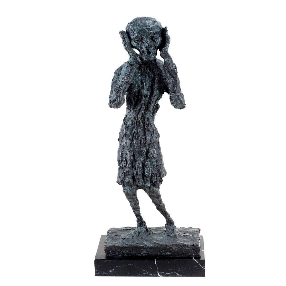 Kunst & Ambiente - Hommage to Edvard Munch - The Scream - Casted in Bronze - Sculptures for Sale - Decorative Figurine - Statue on Marble Base - Figure