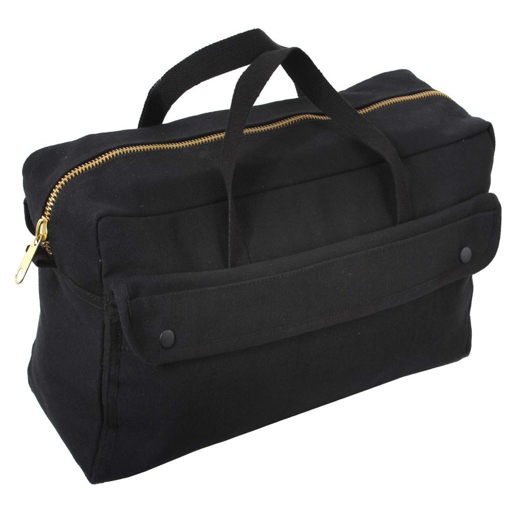 Rothco Canvas Jumbo Tool Bag With Brass Zipper, Black