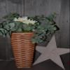 Amish Handwoven Hanging Basket Perfect for Decorative Flowers. Approximate Measurements 4.5" X 4.5" 16" Tall and Has a Large Leather Loop Fastened to The Back to Enable Hanging from The Wall. view 1