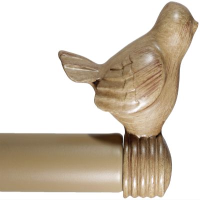 3/4-inch Cute Decorative Bird Adjustable Window Treatment Curtain Single Rod Set, 84" to 120" - Cottage