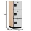 Salsbury Industries 3-Tier Extra Wide Designer Wood Locker with One Wide Storage Unit, 6-Feet High by 18-Inch Deep, Gray view 2