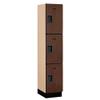 Salsbury Industries 3-Tier Extra Wide Designer Wood Locker with One Wide Storage Unit, 6-Feet High by 18-Inch Deep, Mahogany view 1