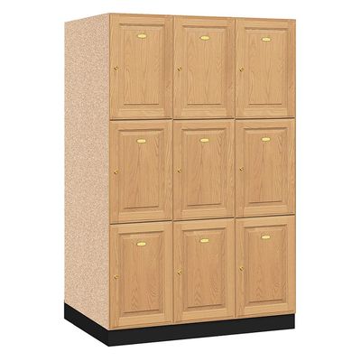 Salsbury Industries 2-Tier Extra Wide Designer Wood Locker with One Wide Storage Unit, 6-Feet High by 21-Inch Deep, Black