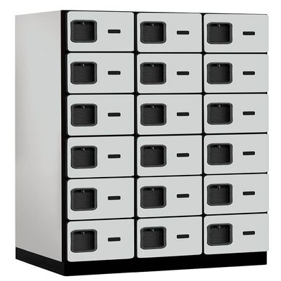 Salsbury Industries 6-Tier Box Style Designer Wood Locker with Three Wide Storage Units, 6-Feet High by 21-Inch Deep, Gray