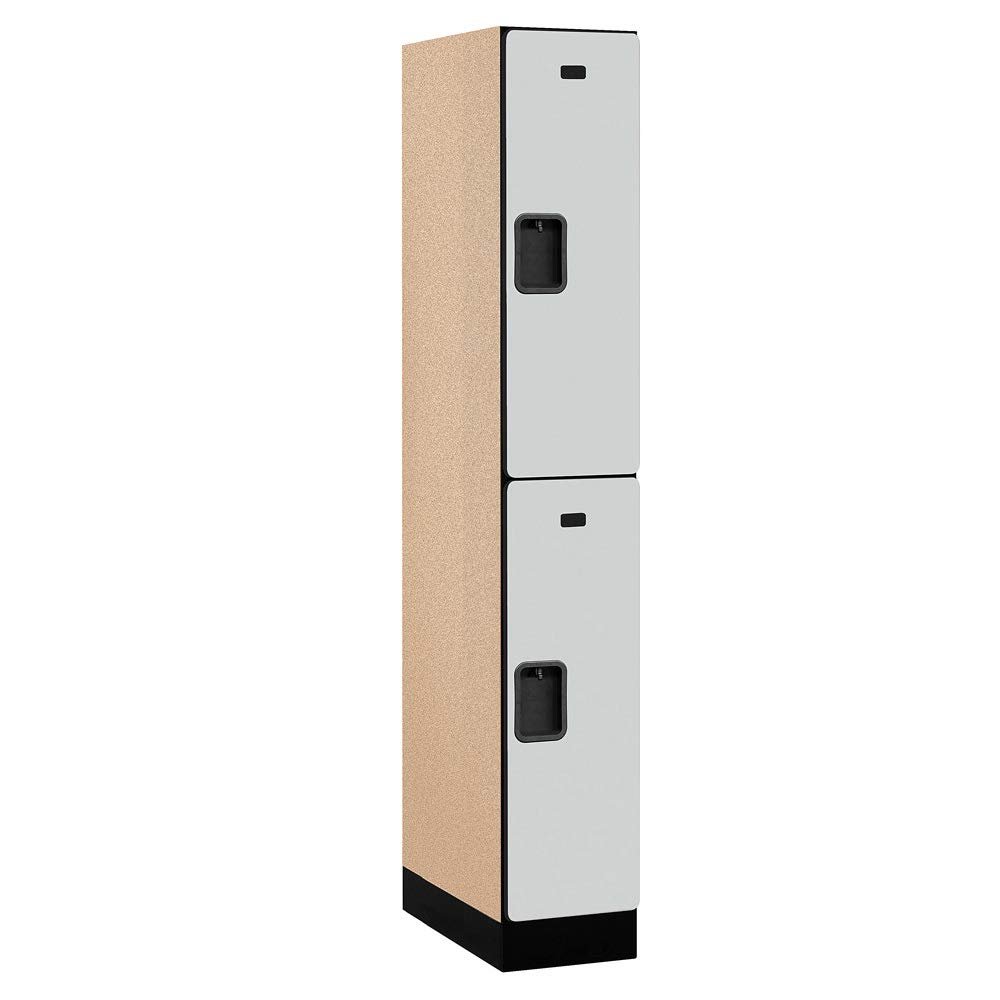 Salsbury Industries 2-Tier Designer Wood Locker with One Wide Storage Unit, 6-Feet High by 21-Inch Deep, Gray