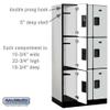 Salsbury Industries, Gray 3-Tier Designer Wood Locker with Three Wide Storage Units, 6-Feet High by 21-Inch Deep view 2