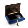 Impressive Royal Blue Instrument and Floral Wood Inlay Musical Jewelry Box - Many Songs to Choose - Thank Heaven for Little Girls view 2