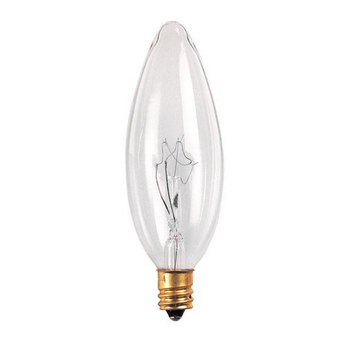 Bulbrite 40CTC/32/3 40-Watt Incandescent Torpedo B10 Chandelier Bulb, Candelabra Base, Clear [Pack of 12]