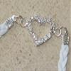 FavorOnline Sparkling Crystal Heart White Leather Bracelets with Silver Chain view 2
