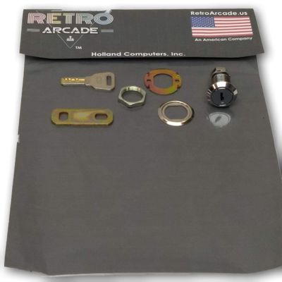 RetroArcade.us Arcade Pinbal Game Coin Door Lock, 22mm, S Shape Flat Key, 1 Lock and 1 Key