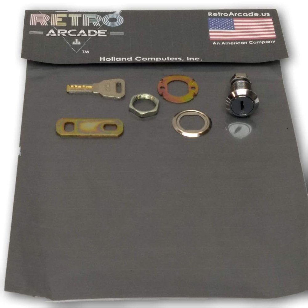 RetroArcade.us Arcade Pinbal Game Coin Door Lock, 22mm, S Shape Flat Key, 1 Lock and 1 Key