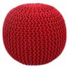 COTTON CRAFT - Hand Knitted Cable Style Dori Pouf - Red - Floor Ottoman - Cotton Braid Cord - Handmade & Hand Stitched - Truly one of a Kind Seating - 20 Dia x 14 High view 1