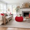 COTTON CRAFT - Hand Knitted Cable Style Dori Pouf - Red - Floor Ottoman - Cotton Braid Cord - Handmade & Hand Stitched - Truly one of a Kind Seating - 20 Dia x 14 High view 2