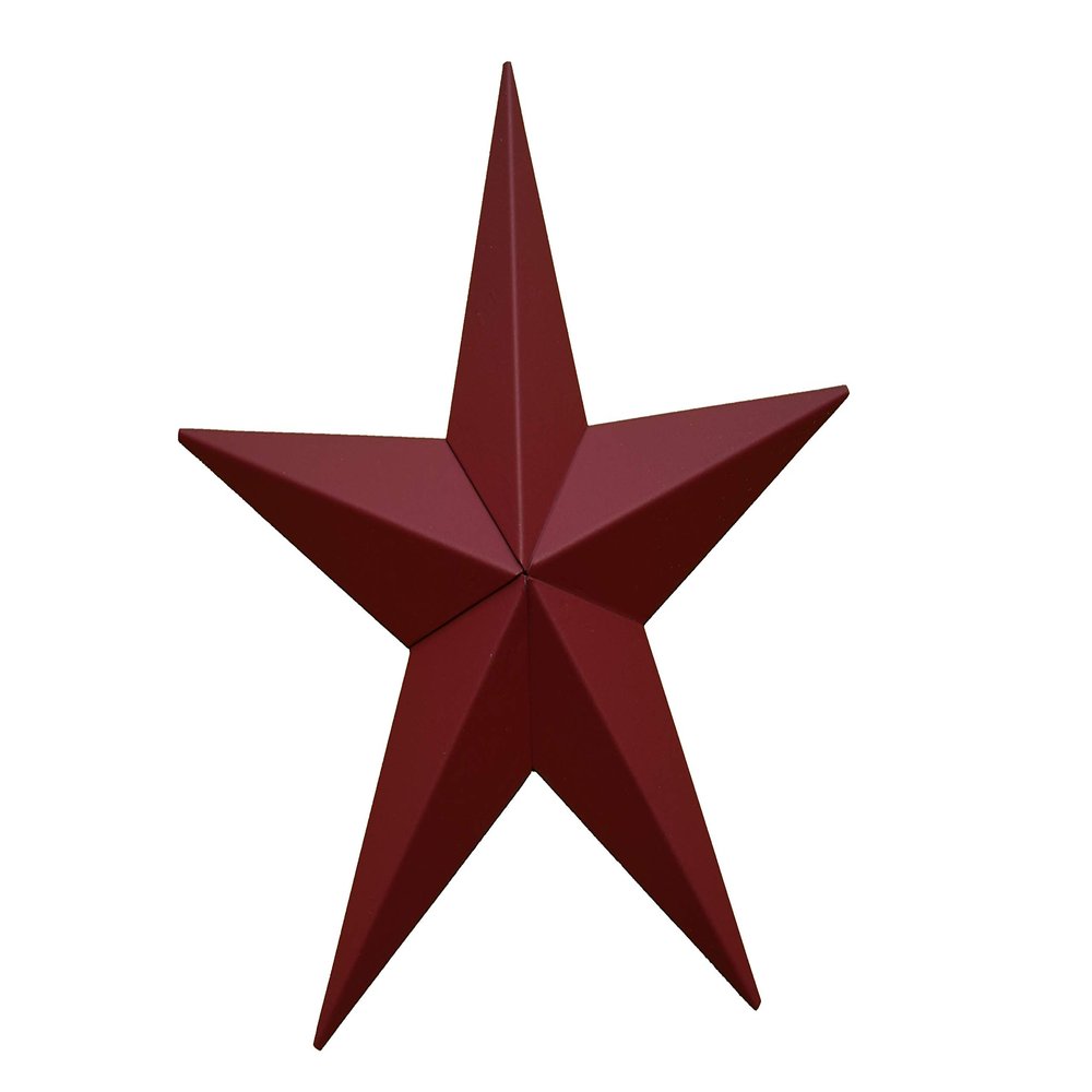 AMISH WARES 24 Inch Heavy Duty Metal Barn Star Painted Solid Cranberry.