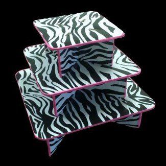 3-tier Zebra Print Cupcake Stand