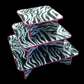 3-tier Zebra Print Cupcake Stand