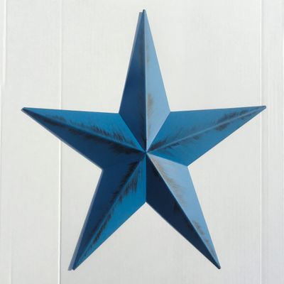 AMISH WARES 24 Inch Heavy Duty Metal Barn Star Painted Rustic Colonial Blue.