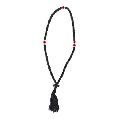 Iconsgr Handmade Christian Orthodox Greek Komboskoini, prayer Rope 100 knots with Red Bead