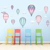 Hot Air Balloons Fabric Wall Decals - Jumbo Size in Pink - Five Color Options Available - Set of 9 Hot Air Balloons and Clouds view 1