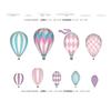 Hot Air Balloons Fabric Wall Decals - Jumbo Size in Pink - Five Color Options Available - Set of 9 Hot Air Balloons and Clouds view 2