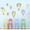 Hot Air Balloons Fabric Wall Decals - Jumbo Size in Yellow - Five Color Options Available - Set of 9 Hot Air Balloons and Clouds view 1