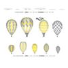 Hot Air Balloons Fabric Wall Decals - Jumbo Size in Yellow - Five Color Options Available - Set of 9 Hot Air Balloons and Clouds view 2