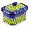 Polmedia Polish Pottery Cake Box 6" - Sunburst Daisies Pattern Handmade in Boleslawiec Poland by Ceramika Artystyczna + Certificate of Authenticity view 1