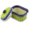 Polmedia Polish Pottery Cake Box 6" - Sunburst Daisies Pattern Handmade in Boleslawiec Poland by Ceramika Artystyczna + Certificate of Authenticity view 2
