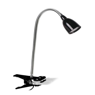 Newhouse Lighting NHCLP-LED-BLK Black Metal Flexible Clamp-Style LED Goose Neck Desk Lamp in 3000K Warm White Color Temperature with Power Adapter and 6 ft. Power Cord