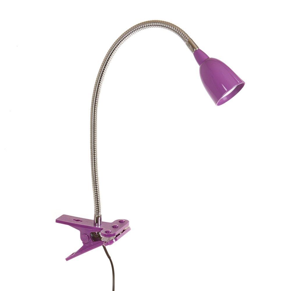 Newhouse Lighting LED Clip on Light/Clamp Lamp/Reading Book Light for Desk, Bed, Office, and Dorm Room, Purple