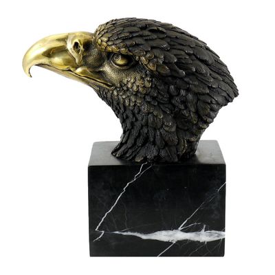 Kunst & Ambiente - Animal Figure - Eagle on Marble - Signed by Milo - Real Bronze Statue - Sculptures for Sale - Decorative Figurine