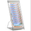 Displays2go Portable Literature Stand with 10 Pockets for 8.5x11 Magazines, Carrying Bag Included, 54" h Floor-Standing Magazine Rack with Tiered Design, Steel (Silver) view 1