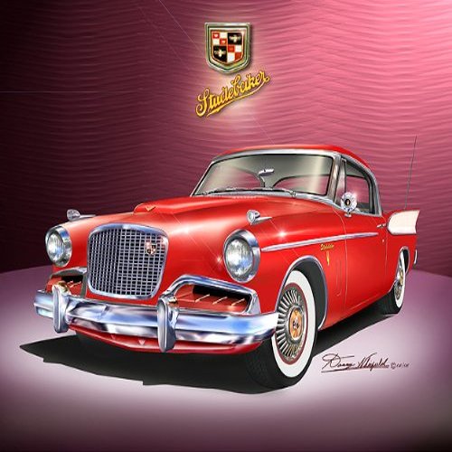 1957 Studebaker Golden Hawk Apache red - art print poster by artist Danny Whitfield- SIZE 20x24