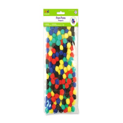 Multicraft Imports Krafty Kids KC209A Pom-Poms, 20mm, Primary Colors, 100-Piece Assorted