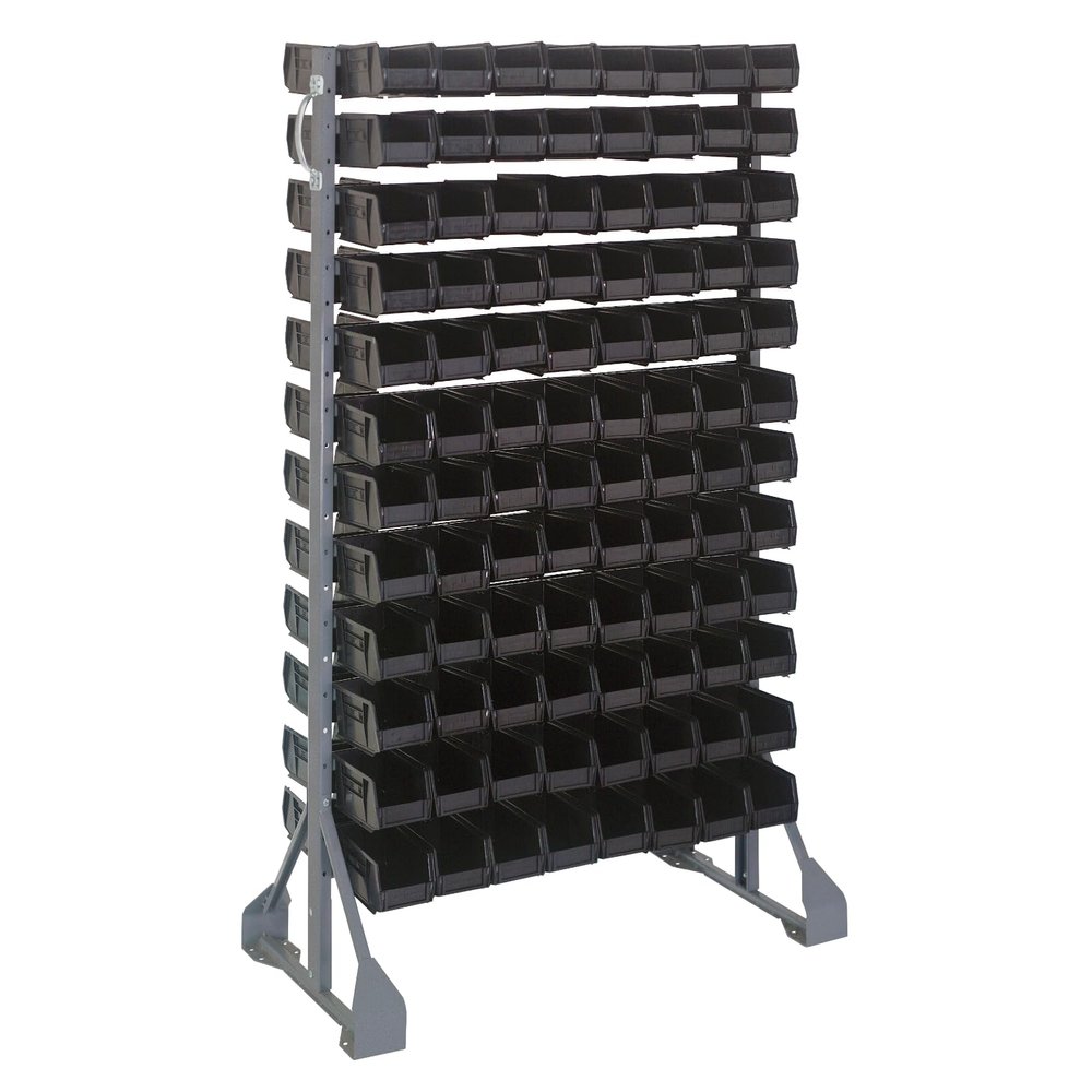 Quantum Storage Systems QRU-12D-220-192BK Double Sided Rail Systems Complete Package with Bins, 36L x 20W x 53H Black