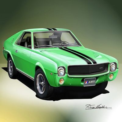 1969 AMX Big Bad Green - Car Art Print Poster - Size 20 X 30