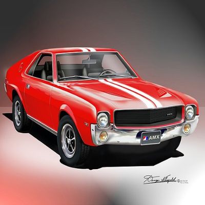 1969 AMX (MATADOR RED) - Car art print poster - size 20 X 30