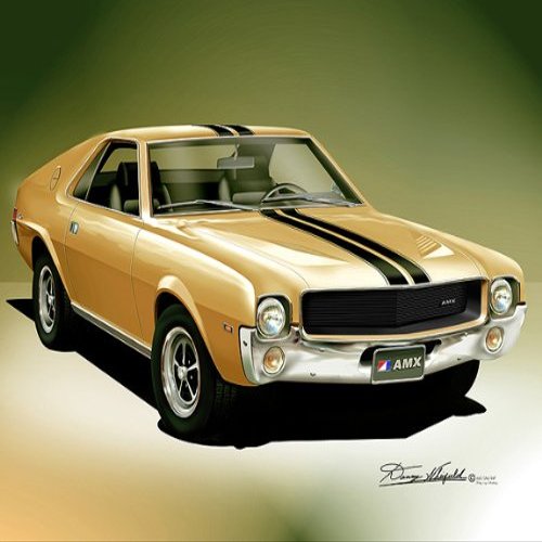 1969 AMX (GOLD METALLIC) - Car art print poster - size 20 X 30