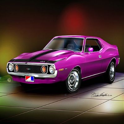 1971-73 JAVLEIN AMX Wild plum - Car art print poster - size 20 X 30